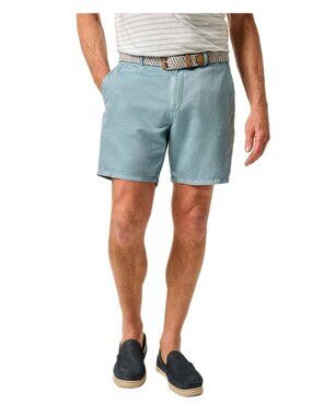 Johnnie-O Melrose Shorts Mens 40 Mid Blue Cotton Linen Stretch 6.5" Inseam